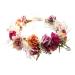 DDazzling Women Flower Headband Wreath Crown Floral Wedding Garland Wedding Festivals Photo Props (Purple Pink Ivory)