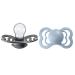 BIBSS Supreme Schnuller 2-pack BPA-free symmetrical nipple.Silicone made in Denmark.6-18 months (2-pack) Iron / Baby Blue 6-18 months (2-pack) Iron / Baby Blue