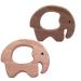 2pcs Lovely Cartoon Wood Pure Natural Animal Shape Beech Wooden Handmade DIY Necklace Pendant Decorations (Elephant)