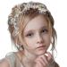 LORCOO Flower Girl Headpiece  Flower Girl Pearl Headband Flower Crown for Girls and Women First Communion Wedding Birthday Party Photography Prom Hair Accessories (Gold)