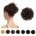 BARSDAR 100% Human Hair Bun Messy Bun Scrunchies Ponytail Extensions Curly Hair Bun Hair Piece for Women/Kids Tousled Updo Donut Chignons(2# Dark brown) 1 Count (Pack of 1) 2# Dark Brown