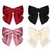 jklitio 4pc Oversized Bow Vintage Hair Clips with Spring Clips to Fix Hair Soft Satin Silk Ladies Hair Clips Ladies Hair Accessories for Christmas Everyday Party