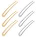 6 Pieces Gold French Hair Pin Simple French U Shaped Hair Pins Metal Hair Pin 4 Inch Large French Hair Pin Gold Silver Hair Fork Stick 2 Prong Updo Chignon Hair Pin for Women Buns Hair Accessories