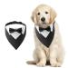 Hacraho formal dog smoking banda 1 piece of dog tuxedo cotton banda dog high-time collar with fly and tie for small dogs and cats S S black