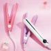 2-in-1 Mini Hair Straightener & Curling Iron - Portable Ceramic Travel Hair Tools for Women - Short Hair & Curls - White-Pink - Buy Online on GoSupps.com