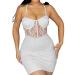 Beaded lace strap camisole hip skirt spring knitted sexy back body dress dance dress teenager white S