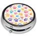Small Animal Footprints Portable Metal Pill Box | Round Mini 3-Compartment | Travel-Friendly Design for Small Pills - Buy Online on GoSupps.com