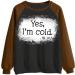 oelaio Sweatshirt for Women Funny Yes I'm Cold Me 24:7 Women's Sweatshirt Fashion Fun Letter Print Raglan Long Sleeve Round Brown - Buy Online on GoSupps.com