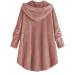 Bigfanshu Womens Sweaters Solid Fleece Asymmetrical Button Hem Plus Size Hoodie Top Sweater Blouse Pink - Buy Online on GoSupps.com