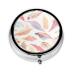 Coloured Feathersround Pill Box 3 Compartment Round Pill Box Organizer # Portable Travel Pill Box for Traveling.
