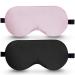 Silk Sleep Mask, 2 Pack 100% Real Natural Pure Silk Eye Mask with Adjustable Strap, Eye Mask for Sleeping, BeeVines Eye Sleep Shade Cover, Blocks Light Reduces Puffy Eyes Gifts 01-black & Pink