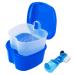 Dental Retainer Cup Holder Mouthguard Cleaning Case with Strainer Basket Denture Bath Box Storage Cup Holder for Travel Cleaning - Dark Blue