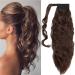 20" Inch Synthetic Wrap Around Ponytail Magic Tape Yaki One Piece Ponytail Hair Extension Corn Wave Ponytail Hairpiece - Medium Brown Corn Wave 20 Medium Brown