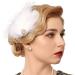 GENBREE 1920s Flapper Headband White Feather Hair Clip - Gatsby Prom Party Accessory for Women & Girls - Pattern 1 - Buy Online on GoSupps.com