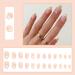 24Pcs Almond False Nails: Elegant French White Stiletto Press on Nails with Wavy Pattern - Removable Nude Design for Women & Girls - Buy Online on GoSupps.com