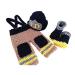 Pinbo Baby Photography Prop Crochet Knitted Firefighter Fireman Hat Pants Shoes