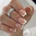 Square French False Nails 24Pcs Nude French Fake Nails Aurora Glitter Press on Nails French Nail Tips with Nail Glue Full Cover Stick on Nails for Women Girls Nails Art Coffin Nude French