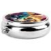 Colorful Flower Cat Portable Metal Pill Box | Round Mini 3-Compartment | Travel Essential for Small Pills - Buy Online on GoSupps.com