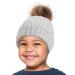 Hat Hut Toddler Beanie Satin Lined Beanie for Baby Winter Hats for Kids Bobble Hat Pom Pom Beanie for Boys Girls One Size A4-Light Grey Heather