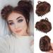 RPAEOY 2 pieces claw clip in hair bun messy bun mini hair parts dutt with clip hair scrunchy synthetic hair donut ponytail hair part dutt for women (light brown)