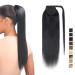 SEGO ponytail real hair remy human hairpiece braid extensions ponytail hair extension clip in bangs black 16"(45cm)-80g