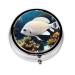 White-Golden Fishround Pill Box 3 Compartment Round Pill Box Organizer &Portable Travel Pill Box for Traveling.