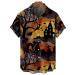 Hodaweisolp Mens Halloween Christmas Shirts Funky Santa Button Down Shirt Printed Short Sleeve Bowling Shirts Large Halloween Cat