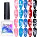 SUPWEE White Blooming Gel Polish Marble Watercolor Ink Nail Painting Gel Nail Blossom Flower Nail Art Design Soak Off UV Gel Manicure DIY Nail Design At Home 10ML(0.33FL OZ) White Watercolor Ink