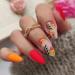 Almond Fake Nails Medium Press on Nails Red False Nails with Flower Leaf Designs Acrylic Artificial Almond Nails Full Cover Glue on Nails Stick on Nails for Women 24Pcs style7
