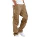 Plus Size Cargo Pants Mens 2022 Classic Fit Fashion Work Safety Cargo Multi-Pocket Outdoor Hiking Men's Pants 002 # Khaki Large