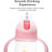 Dilovely Tritan Sippy Cup | Weighted Straw Trainer | 8oz Leakproof | Soft Silicone Straw | Baby 6+ Months | Pink - Buy Online on GoSupps.com