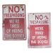 Zerodeko 2pcs Warning Tin Painting Emblems Metal Halloween Wall Art Retro Iron Vintage Signs Iron Painting