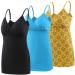 MANCI Nursing Top Tank Cami Women's Cotton Maternity Pajama Tops Sleep Bra for Breastfeeding L Black+yellow+bright Blue