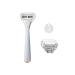 Flamingo razor blades for women - razor set for women with razor grip in purple & ros gold 3 replacement rasier blades shower holder razor razor blades razor blades for women wet razing purple & rose gold