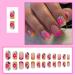 French Colorful Flowers Press on Nails - 24Pcs Short Square Fake Nails for Women and Girls - Buy Online on GoSupps.com