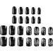 Christmas Press on Nails Short Black Fake Nails with Snowflake Designs Full Cover Artificial Glue on Nails False Nails for Women and Girls