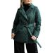 Women's Lightweight Diamond Quilted Jacket Coat with Tie Waist Belt Lapel Button Fall Winter Outerwear Pockets Green#6 Large - Buy Online on GoSupps.com