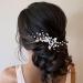 Fashband Flower Wedding Hair Comb Silver Crystal Pearl Leaf Hair Accessories Bridal Headpiece for Women and Girls - Buy Online on GoSupps.com