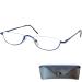 Mini glasses half round metal reading glasses semi -glasses stainless steel frame with spring hinge reading aid women and men blue 2.5 diopters