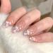 Justotry 24 Pieces Heart Coffin Nails To stick on Pink French Press on Nails Valentine's Day Ballerina Art Nails Artificial Nails Beautiful Fingernails Fake Nails Means For Women Heart & Ballerina1
