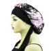 Silk Satin Bonnet for Curly Hair | Floral Black Sleep Cap for Women | Large Night Cap with Tie Band - Buy Online on GoSupps.com