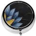 Buy Turquoise Blue Gold Flowers Round Pill Box - 3 Compartment Mini Travel Medicine Organizer - Buy Online on GoSupps.com