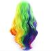 Karissa Rainbow Long Synthetic Lace Front Wig - Colorful Wavy Wig with Baby Hair for Women & Drag Queens | Affordable 24 Multicolor Costume Wig - Buy Online on GoSupps.com
