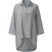 Women's Grey XXL V Neck Long Sleeve Stand Collar Oversized T-Shirt with Long Back Hem - Buy Online on GoSupps.com