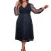 HANXIULIN Women's Evening Dress V Neck Party Dress Simple Evening Dress Outfits Ball Gown Cocktail Dress Glitter Mini Dresses Navy XL