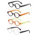 KoKoBin 4-Pack Mini Small Round Reading Glasses Comfortable Readers for Women and Men (Multicoloured 2.50 multiplier_x) Multicoloured 2.5 x