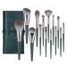 Makeup brush 14 Brushes Set Green Large Loose Powder Highlighter Eyeshadow Foundation Contour