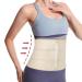 Elastic Abdominal Binder Lower Waist Support Belt Umbilical Hernia Support Pad Universal Wide Belly Girdle Stomach Surgical Compression Wrap for Men and Women (White Medium) Medium White