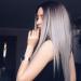 Wig European and American fashion women s gradient black and gray in the long straight hair wigLinen yellow Grandma ash