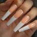 Extra Long Beige White XXL Coffin Artificial Nails - Shiny French Press-On Tips 24 PCs Kit for DIY Nail Art - Buy Online on GoSupps.com